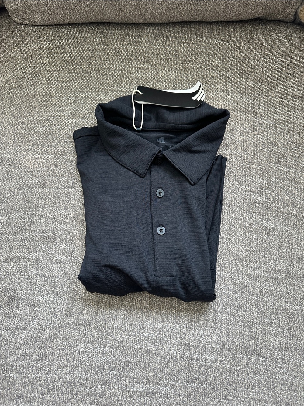 adidas Men's Black Polo with Two-Button Placket